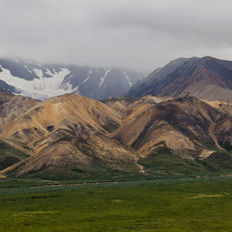 polychrome mountains in Denali National Park Alaska