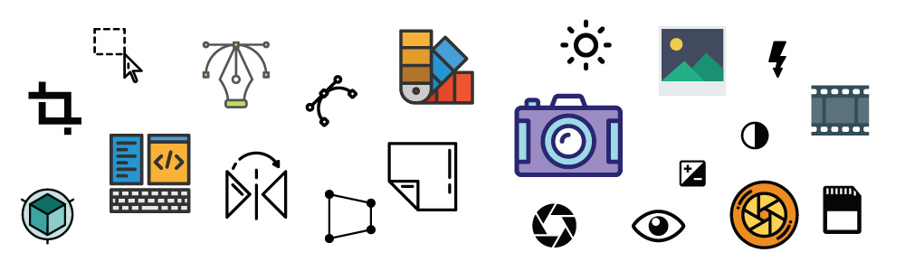graphic design & photography icons
